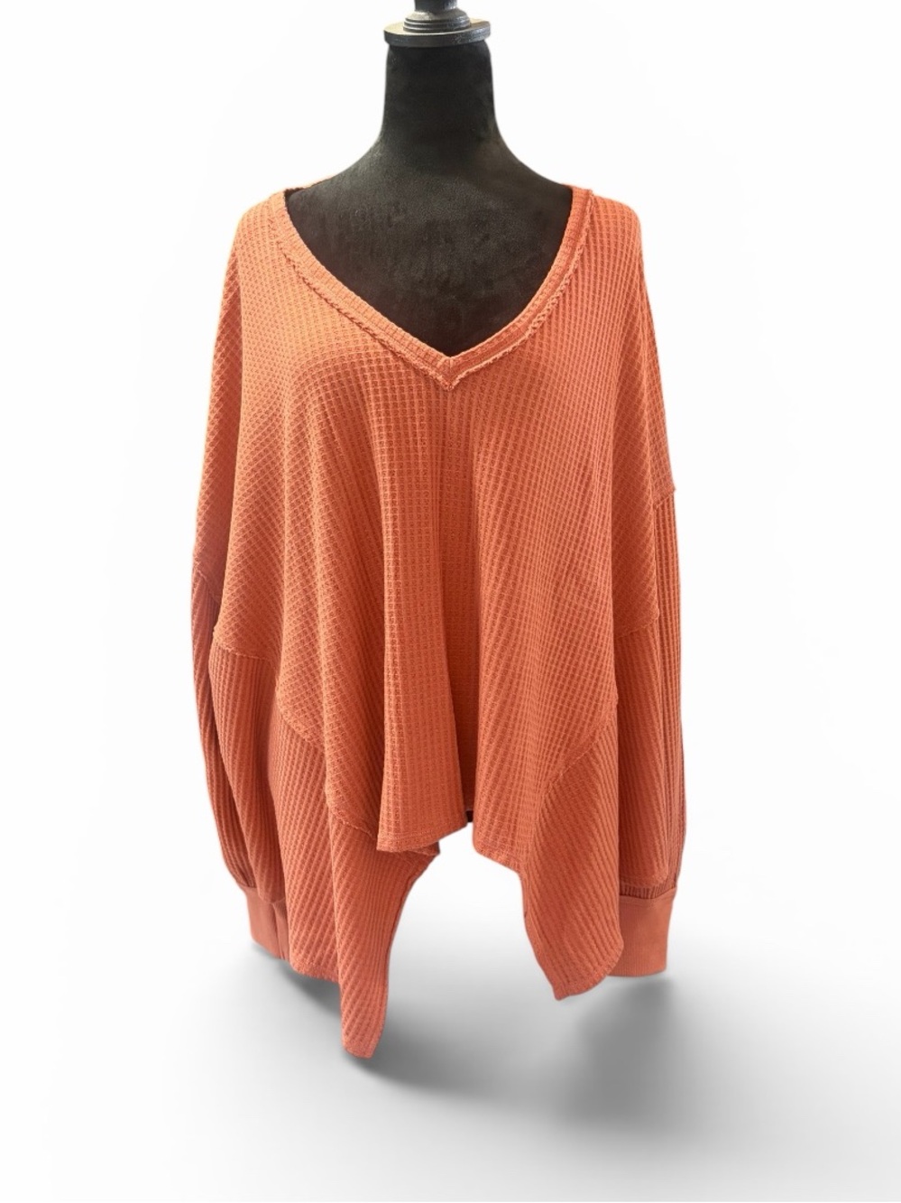 Women's Oversized Waffle Knit Sweater - Rust - Picture 2 of 9